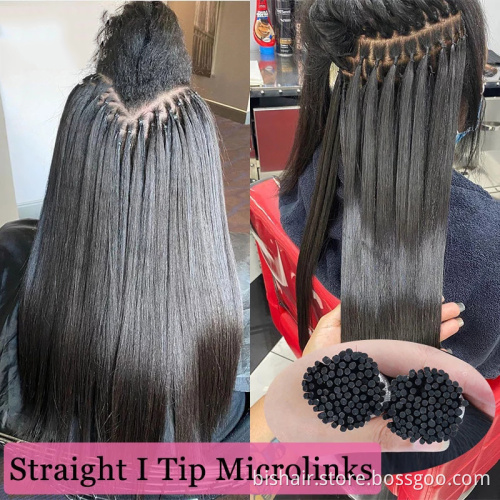Wholesale Double Drawn Italian Keratin Prebonded i Tip Hair Extensions Brazilian Virgin Human Hair Extension